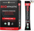 Probiotic + Electrolyte Hydration Drink Mix, with Vitamins D & B12, USDA Organic, NSF Certified for Sport, Subtle Cherry Lime Flavor, Naturally Light Taste, 10 Sticks