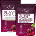 Kiwa Beetroot Powder with Collagen 2-Pack – Vegan, Gluten-Free Dietary Supplement – Supports Natural Energy & Healthy Cell Function – 7oz Bags