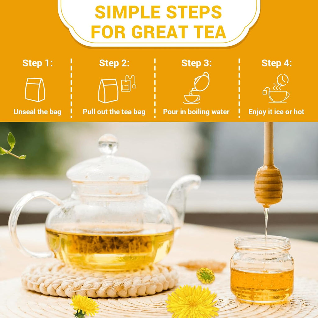 Dandelion Leaf & Root Herbal Tea-Caffeine-free herbal tea，No Sugar，100 Teabags
