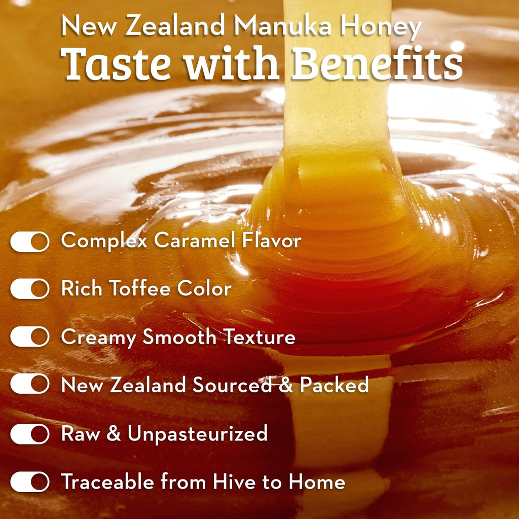 Wedderspoon Raw Premium Manuka Honey, 850+ MGO, 17.6 Oz, Unpasteurized New Zealand Honey, From Our Hives to Your Home