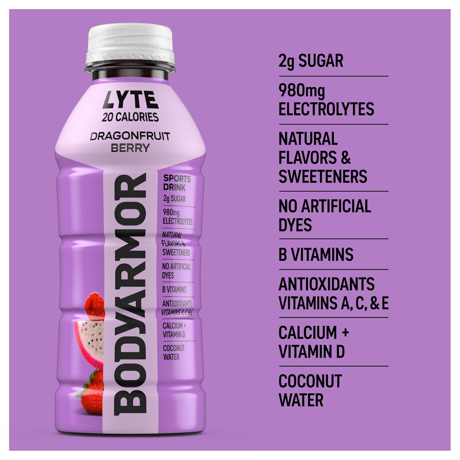 Drink Low-Calorie Sports Beverage, Dragonfruit Berry, Coconut Water Hydration, Natural Flavors With Vitamins, Potassium-Packed Electrolytes, Perfect For Athletes, 16 Fl Oz (Pack of 12)