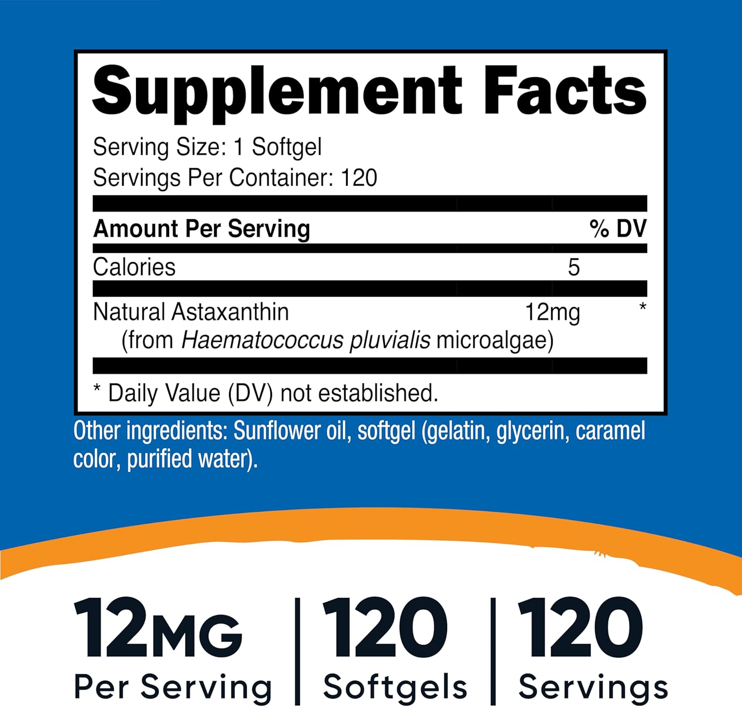Nutricost Astaxanthin 12mg, Non-GMO and Gluten Free, 120 Softgels (4 Month Supply)