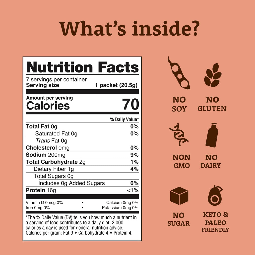 Dr. Kellyann Classic Beef Bone Broth Collagen Powder Packets (7 Servings) – 16g Protein, Grass-Fed Hydrolyzed Collagen, Keto & Paleo-Friendly