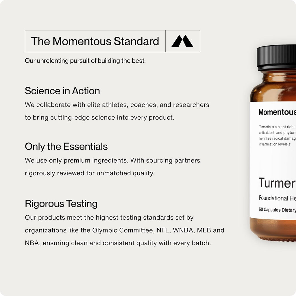 Momentous Turmeric Supplement 1,000 mg - Natural Antioxidant Turmeric Curcumin for Foundational Health - NSF Certified for Sport - Gluten-Free - 30 Servings - 60 Capsules