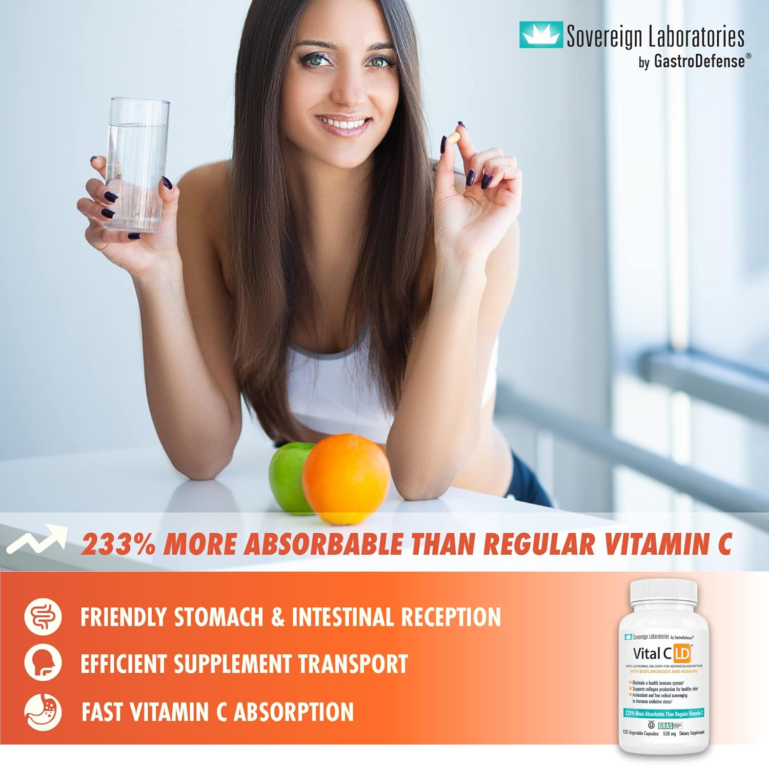 Vital C-LD - Enhanced Liposomal Vitamin C - 530mg Capsules - 120 Count