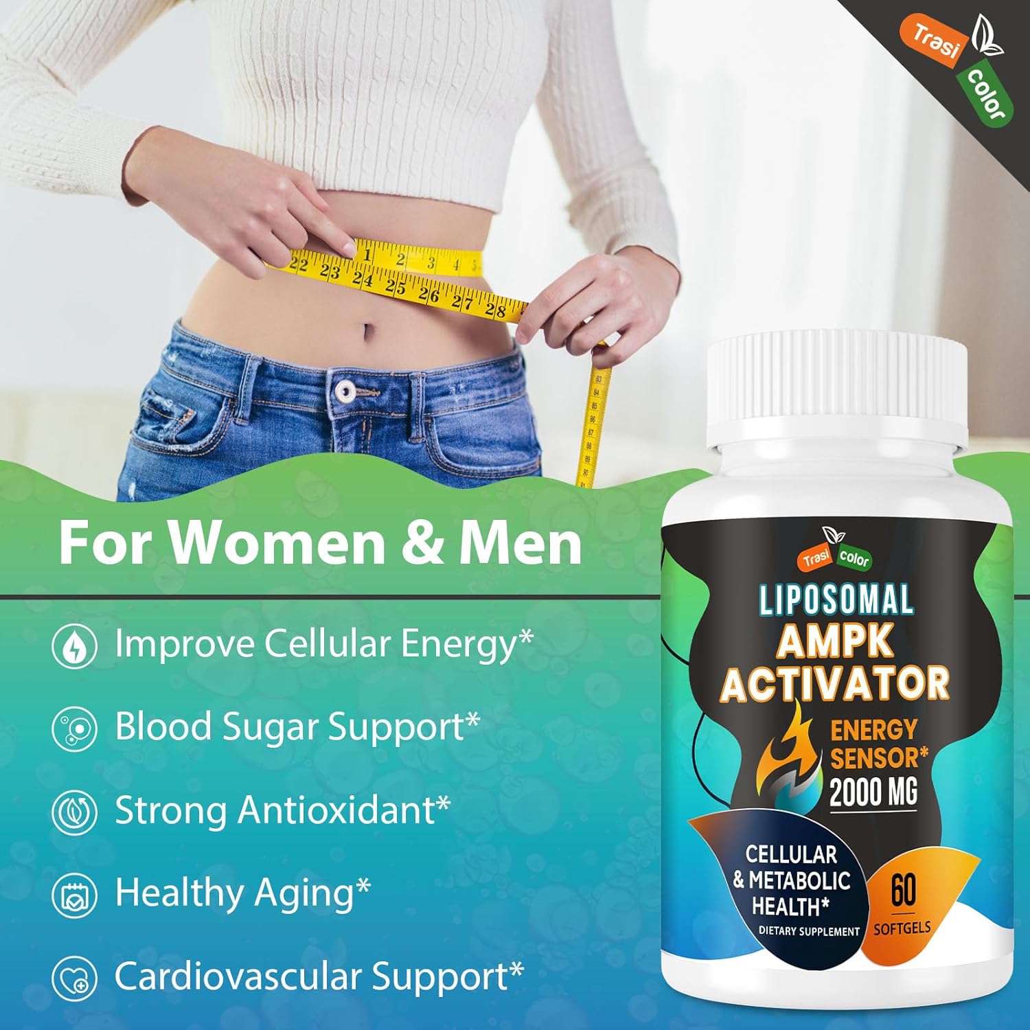 AMPK Activator Supplement 2000mg- Liposomal Technology - High Absorption Berberine, DIM, Resveratrol, Quercetin, Milk Thistle, Cinnamon- 120 Softgels for Energy & Cellular Support