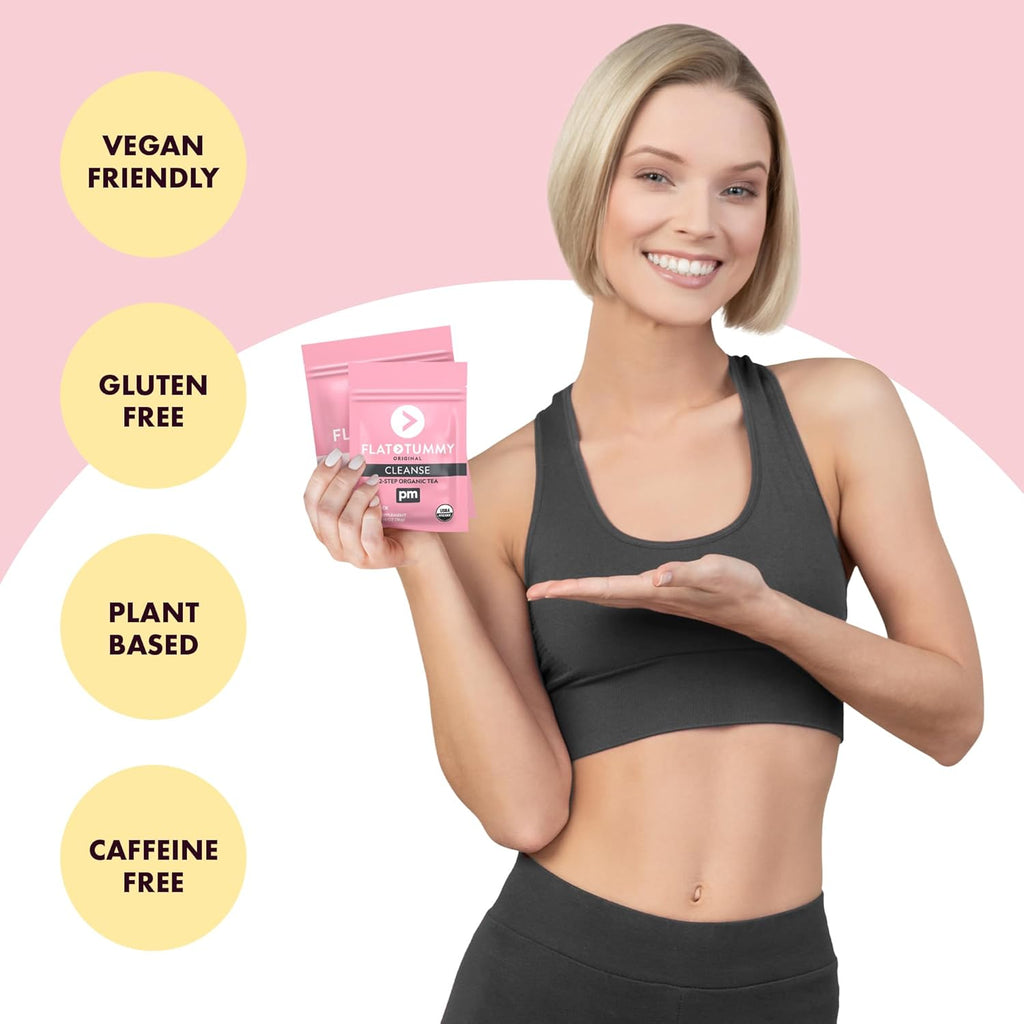 Flat Tummy Tea – 2-step, 4 Week Program – Detox Tea to Boost Energy & Reduce Bloating* - All Natural Detox Cleanse w/Green Tea, Lemon Balm, Dandelion, Fennel, & More - Digestion support (Pack of 5)
