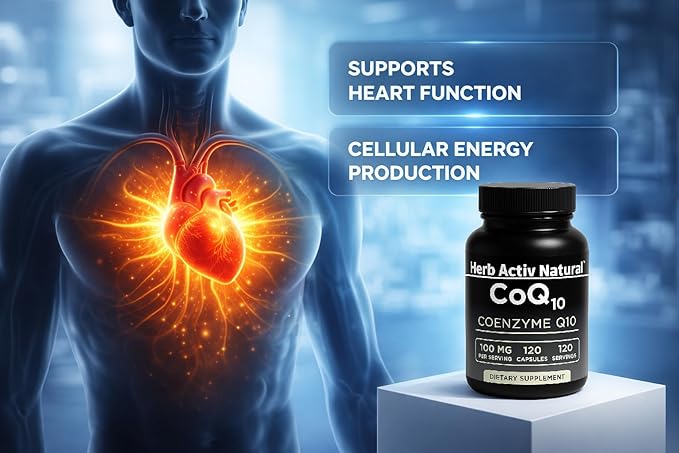 CoQ10 100 mg - Coenzyme Q10 Dietary Supplement - 120 Capsules, One Per Day - Vegetarian Capsules for Daily Heart & Energy Support