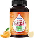 Vitamin D3 K2 Gummies with Calcium, Sugar Free Vitamins Gummies, 2000 IU D3 & 200 mcg K2 & 200 mg Calcium, Supports Healthy Bone, Immune Health Supplement, Gluten Free, GMO Free