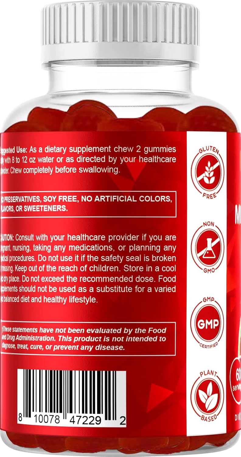 Vitamatic Extra Strength Vitamin B12 5000 mcg (Methyl B12) Gummies - 120 Count - Energy Metabolism Support and Nervous System Health Support, Natural Cherry Flavored (1)