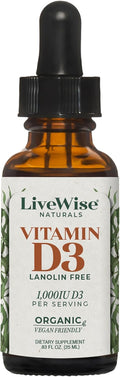 Vitamin D3 Liquid Drops - Organic MCT Oil Formula for Adults - Easy Absorption D3 Supplement for Immune Support & Bone Health 1000 IU