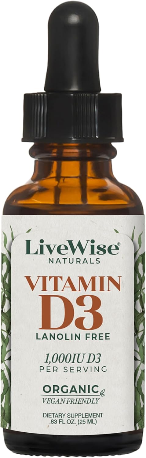 Vitamin D3 Liquid Drops - Organic MCT Oil Formula for Adults - Easy Absorption D3 Supplement for Immune Support & Bone Health 1000 IU