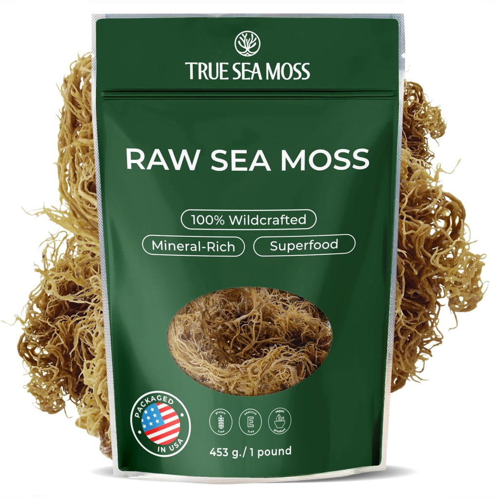 TrueSeaMoss Raw Irish Sea Moss – Wildcrafted Sun-Dried Seaweed for Homemade Gel – Vegan, Non-GMO, Gluten-Free, Additive-Free – 16oz (1 lb) Makes Up to 200oz Gel – Atlantic Harvested
