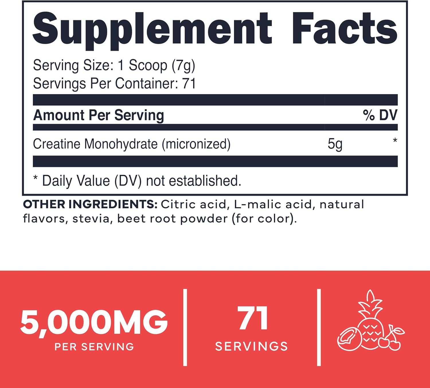 Type Zero Creatine Monohydrate Powder 500 Grams, Tropical Punch Flavored - Gluten-Free