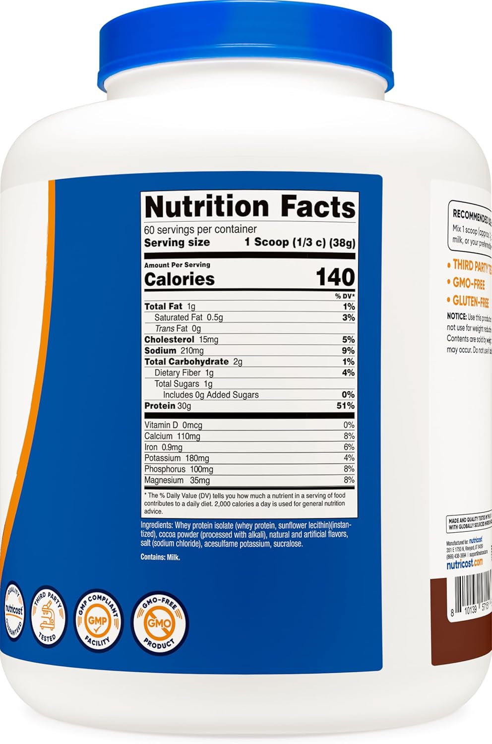 Nutricost Whey Protein Isolate Powder (Milk Chocolate) 5LBS