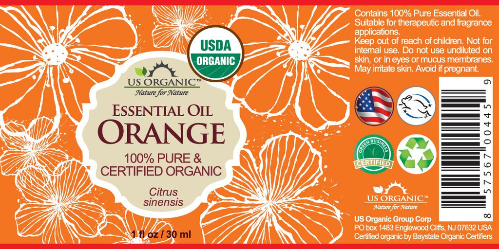 US Organic 100% Pure Sweet Orange Essential Oil - USDA Certified Organic (30 ml / 1 fl oz, Sweet Orange)