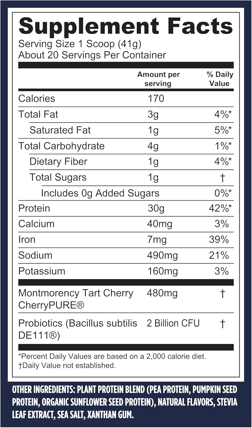 Vega Sport Vegan Protein Powder + Recovery - 30g Plant Based Protein per Serving, Vanilla, 20 Servings, 5g BCAAs, Probiotics, NSF Certified, For Shakes & Smoothies, 1.8lbs (Packaging May Vary)