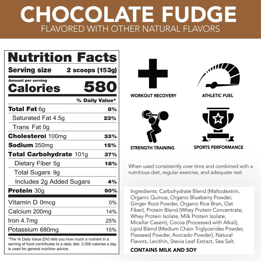 RIVAL NUTRITION Naturally Flavored Clean Gainer (5 lb, Chcoolate Fudge)