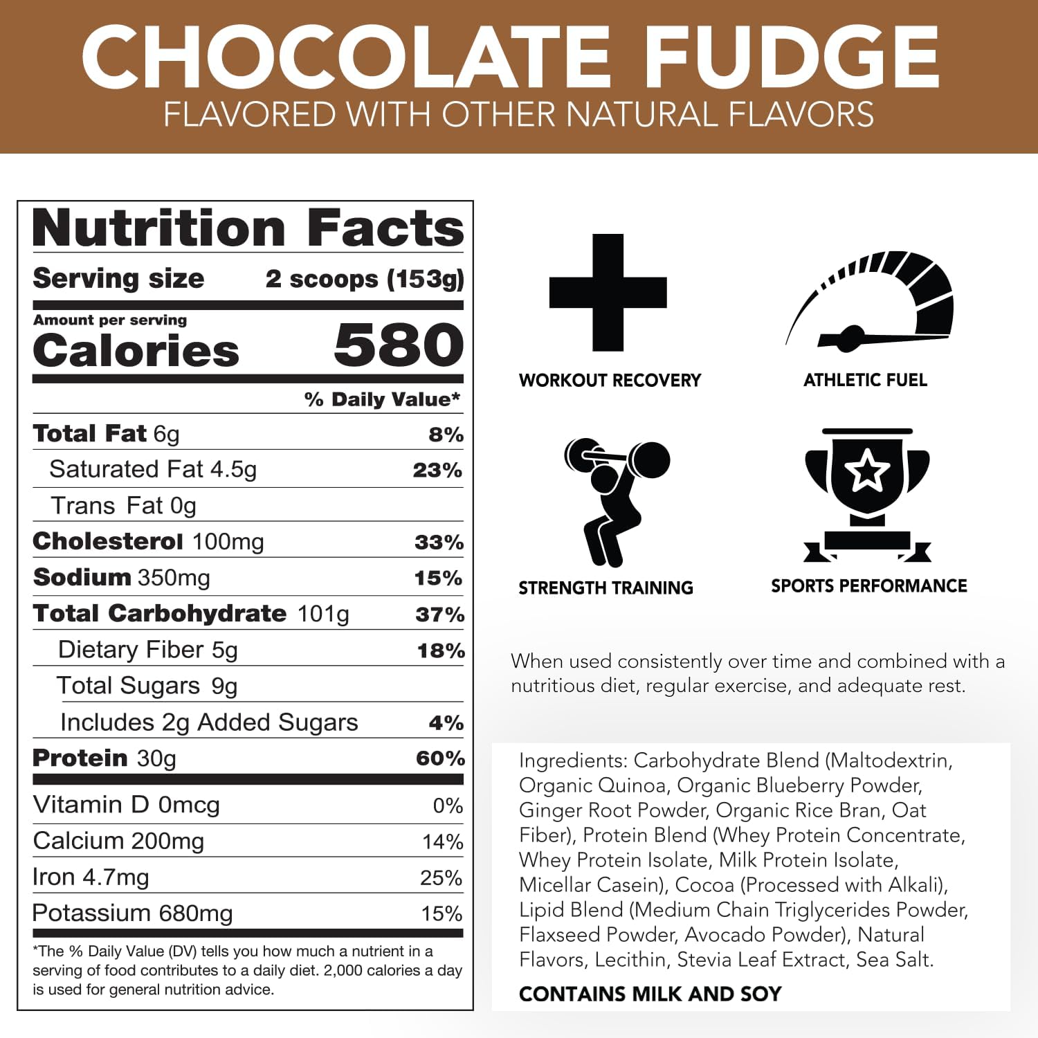 RIVAL NUTRITION Naturally Flavored Clean Gainer (5 lb, Chcoolate Fudge)