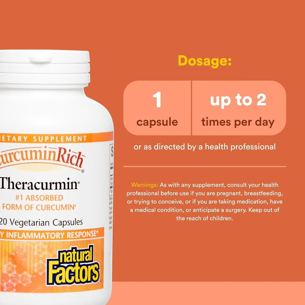 Natural Factors, CurcuminRich Theracurmin, 30 mg, Formulated for Superior Absorption, 120 Count (Pack of 1)