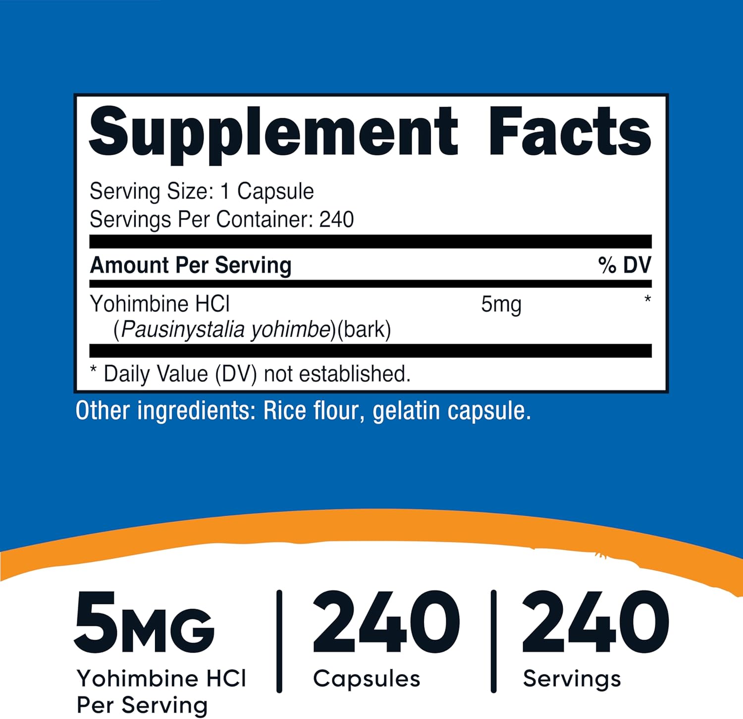 Nutricost Yohimbine HCl 5mg, 240 Capsules (2 Bottles) - Extra Strength - Gluten Free & Non-GMO