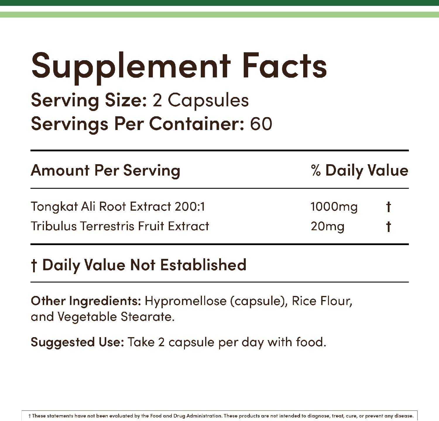 Tongkat Ali - 1000mg (2 Month Supply) - Men's Health - 200:1 Extract of (Longjack) Eurycoma Longifolia, with 20mg Tribulus Terrestris (Third Party Tested) by Double Wood