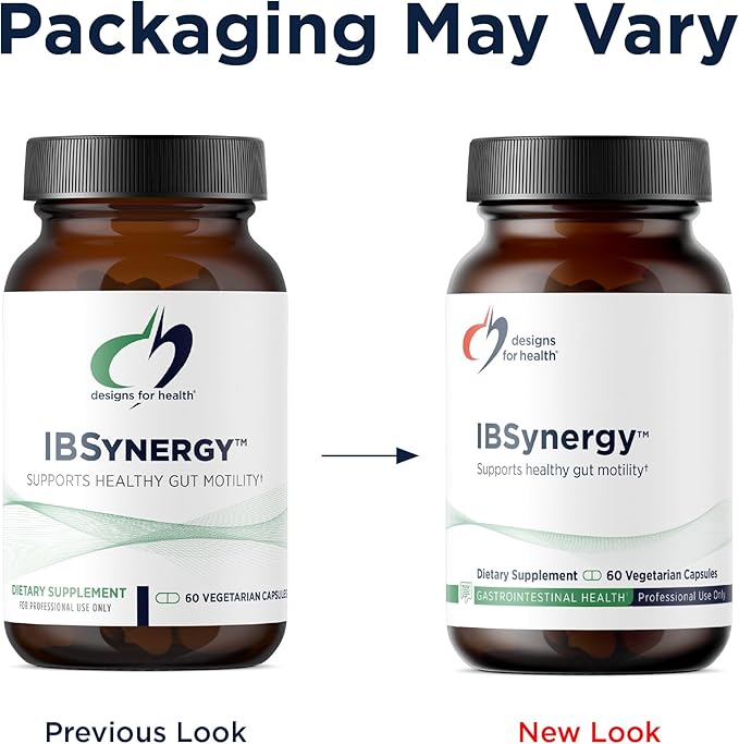 Designs for Health IBSynergy - Support GI Health, Digestion + Brain-Gut Connection - Enteric Nervous System Support Supplement with 5-HTP, L-Glutamine + Saccharomyces (60 Capsules)