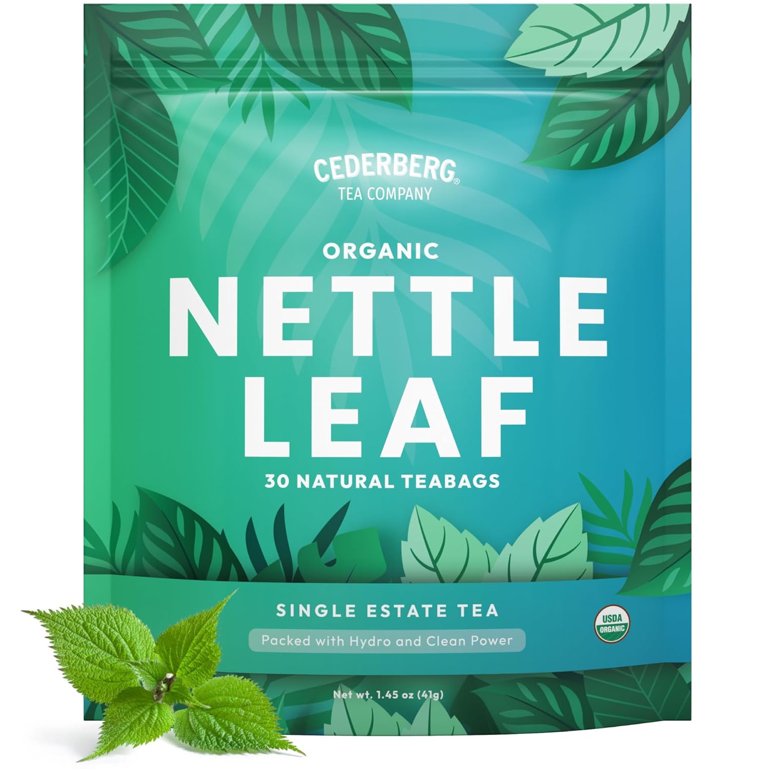 Cederberg Tea Company Organic Nettle Leaf Tea — 30 Tea Bags | Organic Herbal Tea From Single Origin | Eco-Friendly Tea Bags | Non-GMO Caffeine Free Tea With Zero Sugar