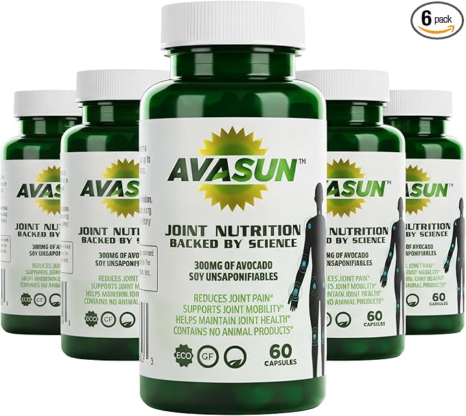 ASU Joint Support Supplement – 300mg Avocado Soy Unsaponifiables for Joint Comfort, Mobility & Cartilage Health, Clinically Studied, Plant-Based, Non-GMO, Gluten-Free, 60 Capsules (12 Month Supply)