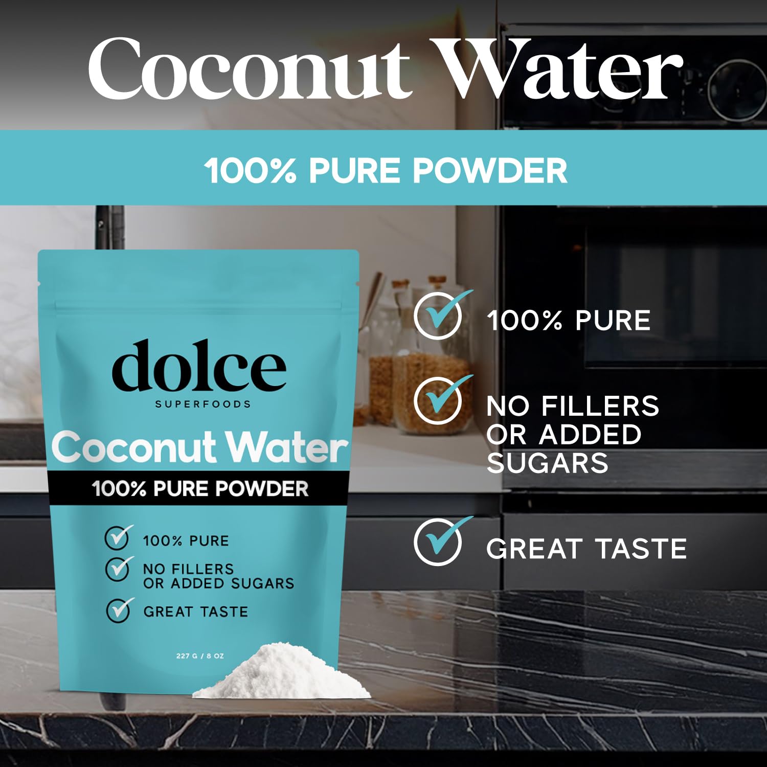 Dolce Superfoods Coconut Water Powder, Natural Electrolyte Powder for Daily Hydration & Wellness, Powdered Coconut Water with Potassium, Sodium, & Magnesium, 1lb