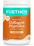Further Food Hazelnut Collagen Peptides Powder with Lion’s Mane Mushroom, Grass-Fed Hydrolyzed Type 1 & 3 Protein, Gut Health + Joint, Hair, Skin, Nails, Paleo Keto Sugar-Free 9.88 oz