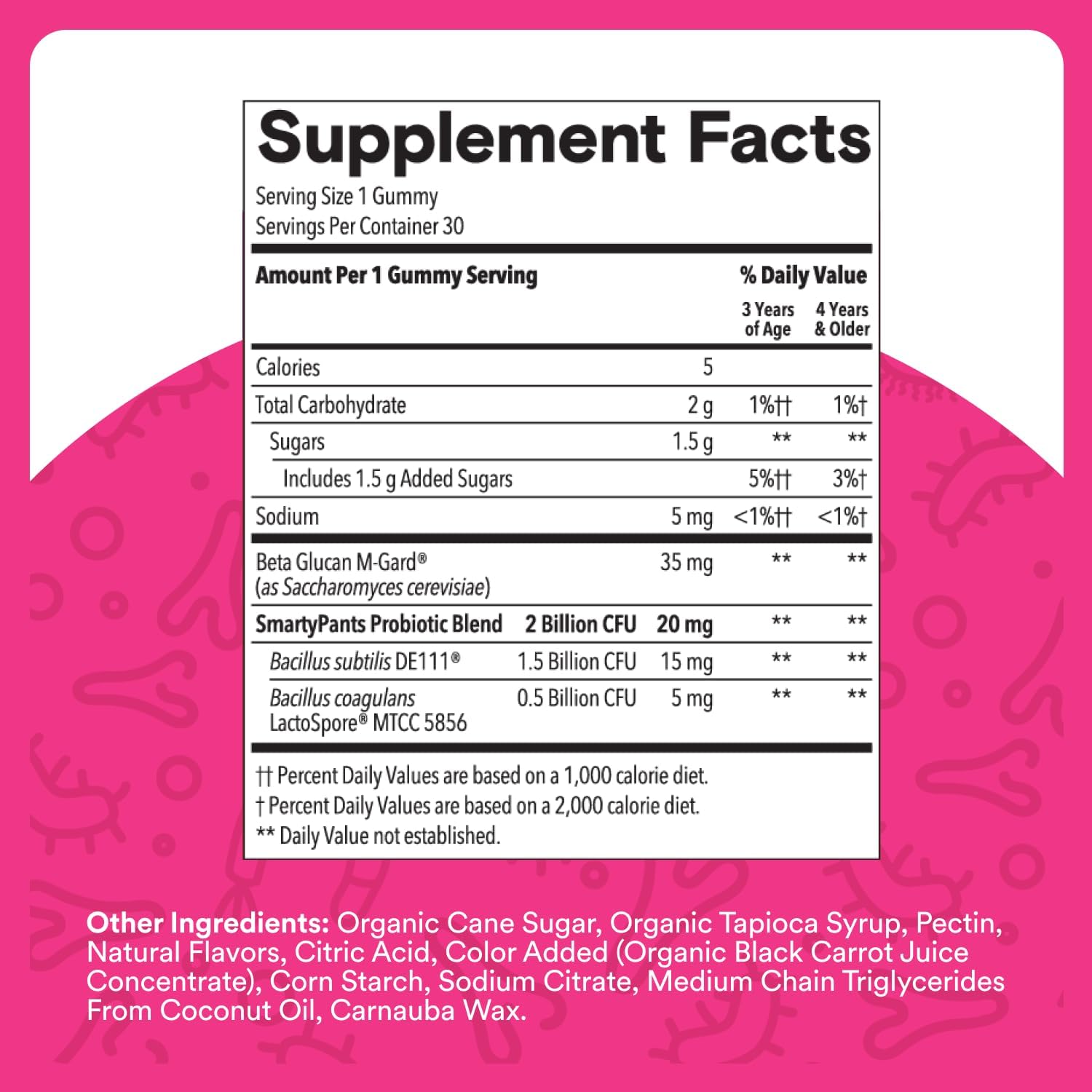 SmartyPants Kids Probiotic Gummies for Digestive Health: 2 Billion CFU Gut Health and Immune Support Supplement, Clinically Studied Probiotic, Gluten Free, Grape, 30 Count (30 Day Supply)