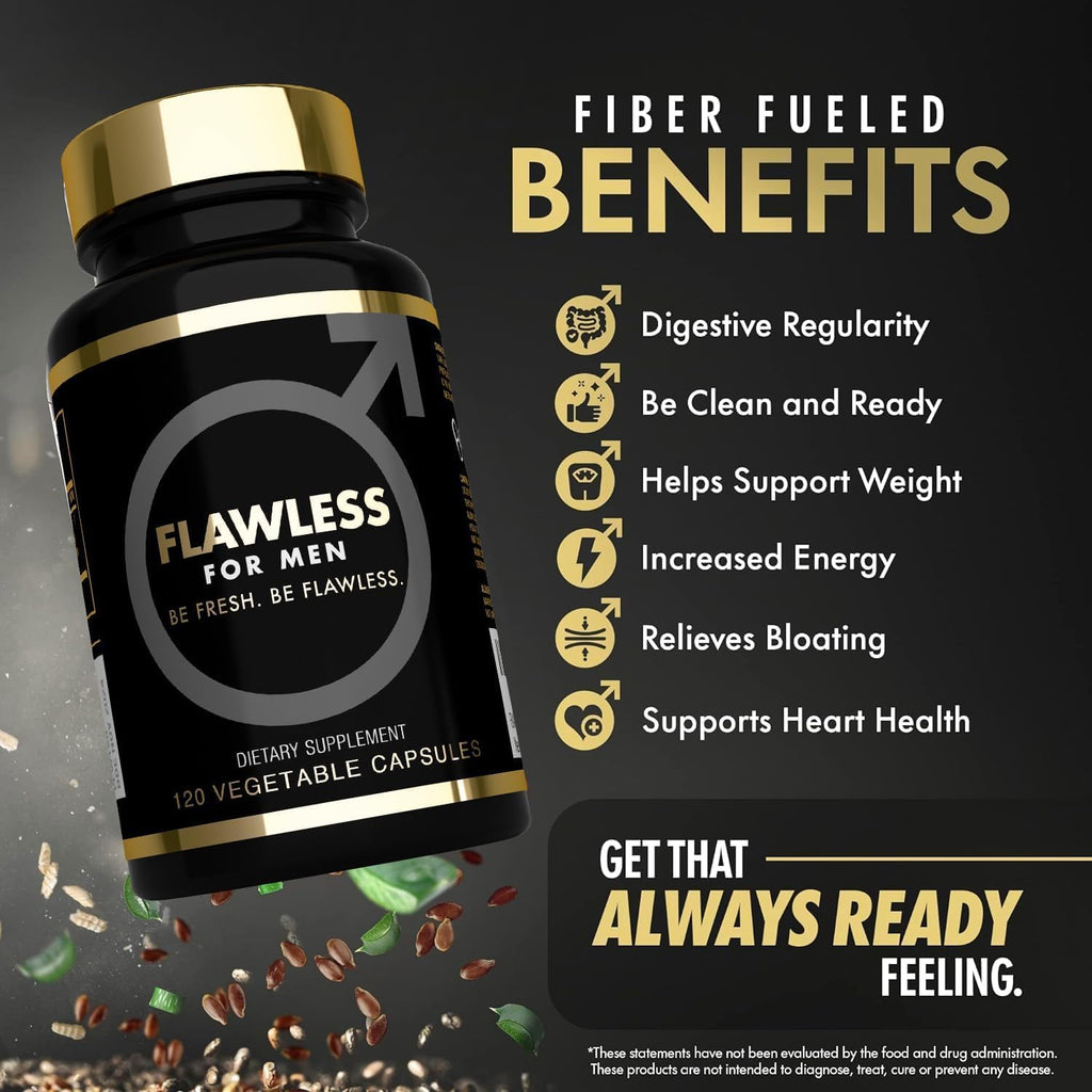 USA'S Most Fiber Rich Supplement 120 Capsules Mega Dose 3000mg Blend Psyllium Husk, Aloe Vera, Chia Seed & Flaxseed Powder Gut Health, Cleanliness, Constipation