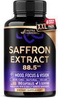 Natural Saffron Supplements - Pure Saffron Extract 88.5 mg - Made in USA - Mood | Focus | Vision | Energy Support - Eye Health for Women & Men - NonGMO Vegan Pills - 180 Powder Capsules