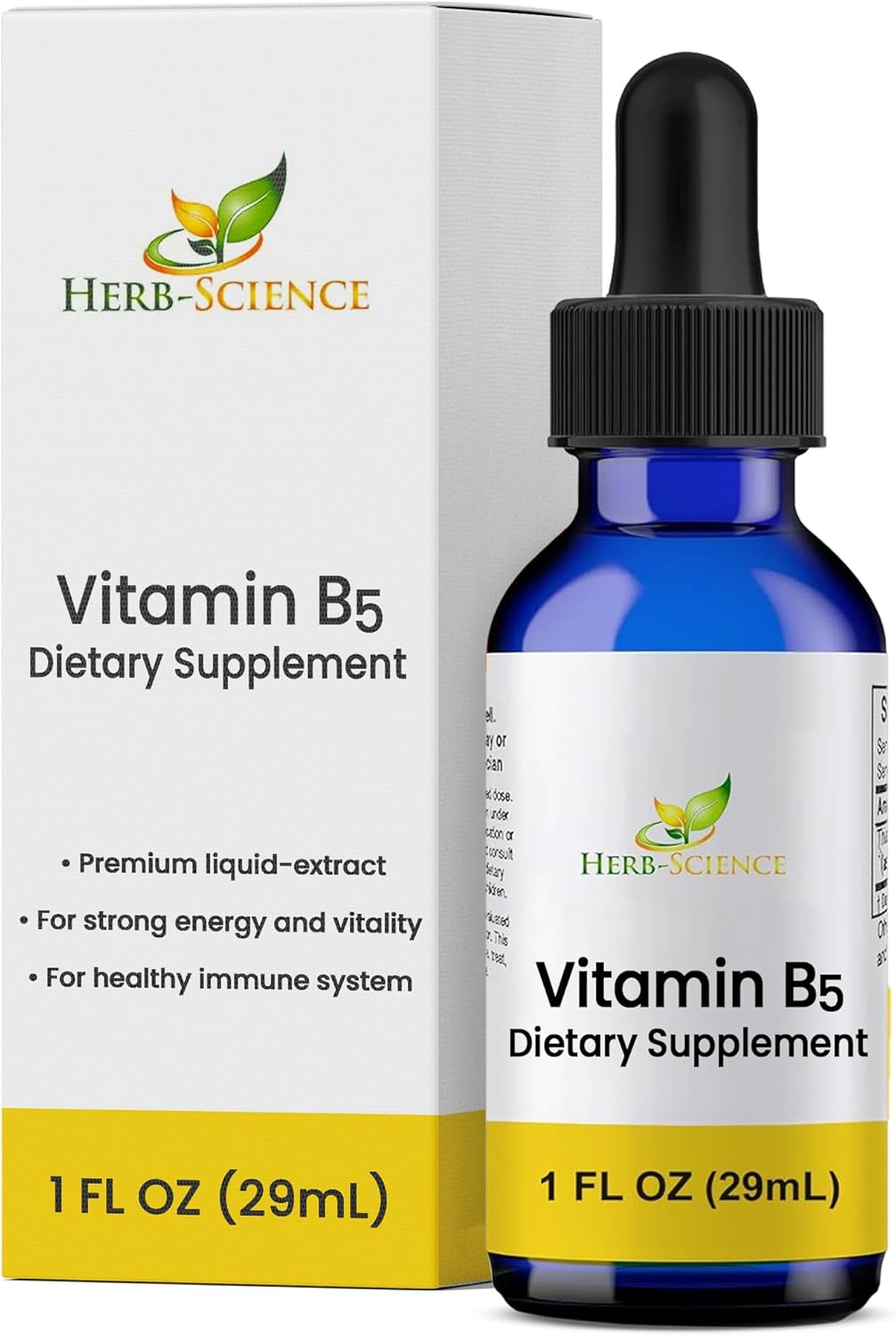 Liquid Vitamin B5 – 36 Servings – High Absorption Pantothenic Acid for Energy, Mood & Nerve Support – Vegan Non-GMO Alcohol Free – Better Than Capsules or Pills – 1 Fl Oz