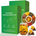 Goji Berry Chrysanthemum Tea for Liver Health, 8 Excellent Raw Material Formulas, Chinese Health Herbal Tea, Liver Cleanse & Detox Herbal Tea Bags, 15Bag, Vegan, Sugar-Free & Caffeine-Free (2Box(30Bags))
