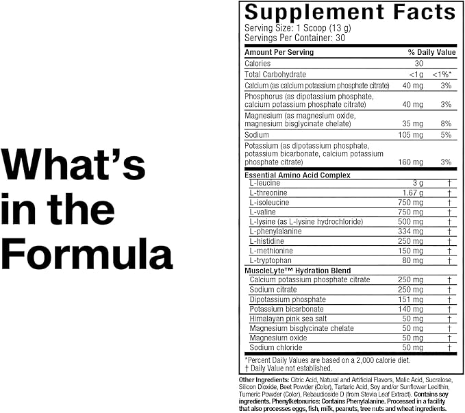 MuscleTech Platinum Essential Amino Acids Supplement with Electrolytes, Fruit Punch - Pre-Workout Powder for Energy, Muscle Growth & Strength Builder - EAA Complex for Men & Women - 30 Servings