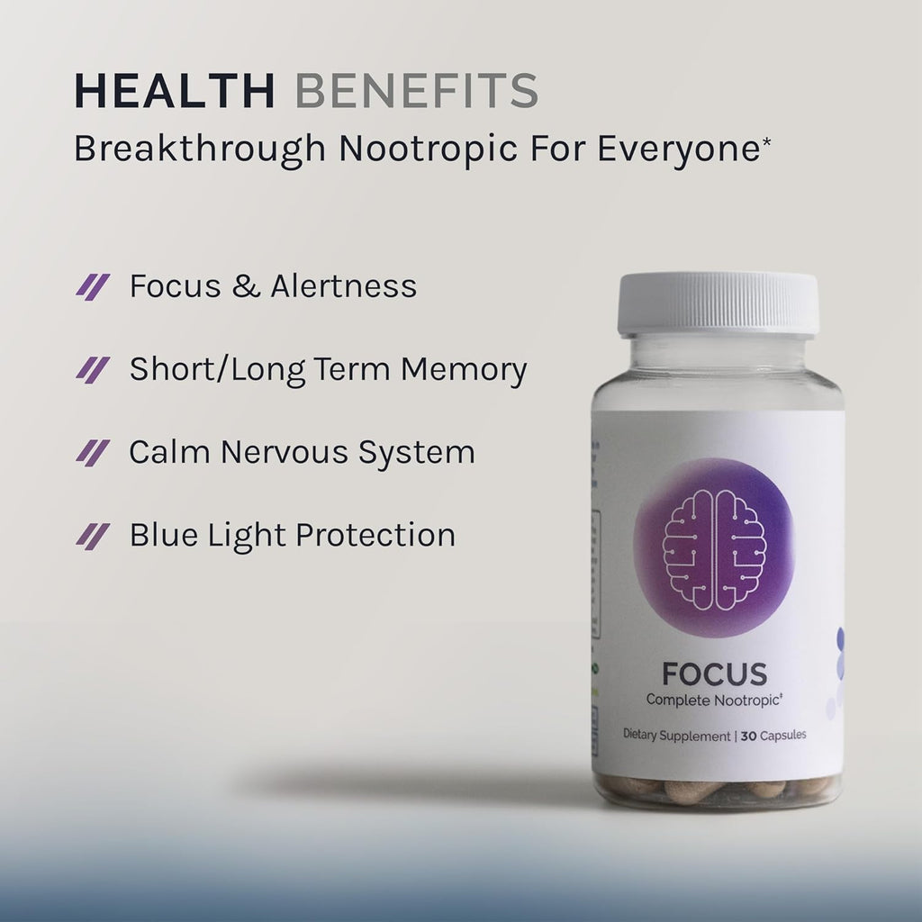 InfiniWell Focus Supplement - Breakthrough Nootropic - Aid Brain Health & Working Memory Support - Optimize Daily Neurological Processing, Mental Acuity, Energy & Cognitive Function (30 Capsules)