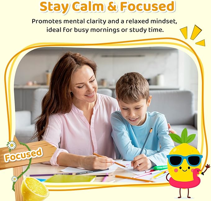 Liposomal GABA L-Theanine Drops for Kids - Liquid GABA Supplement with Magnesium, Chamomile, Lemon Balm & Vitamin B6 - Support Relaxation, Focus & Stress Relief for Kids & Adults - Lemon Flavor