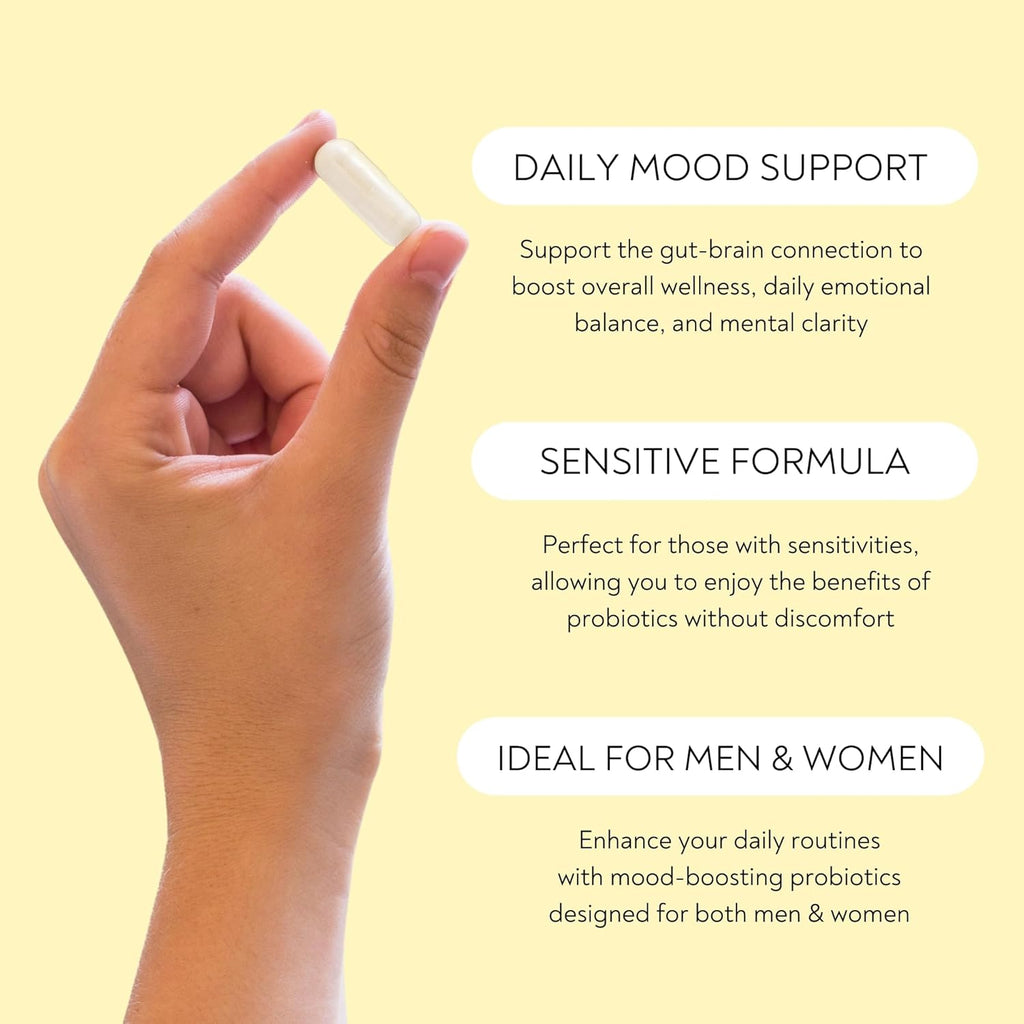 Probiotics - Mood Super Strains Probiotic - Naturally Supports Digestion & Mood - Histamine-Free Probiotics w/ L Rhamnosus GG, Shelf Stable Probiotic Supplement, 60 Day Supply, Non-GMO, VEGAN