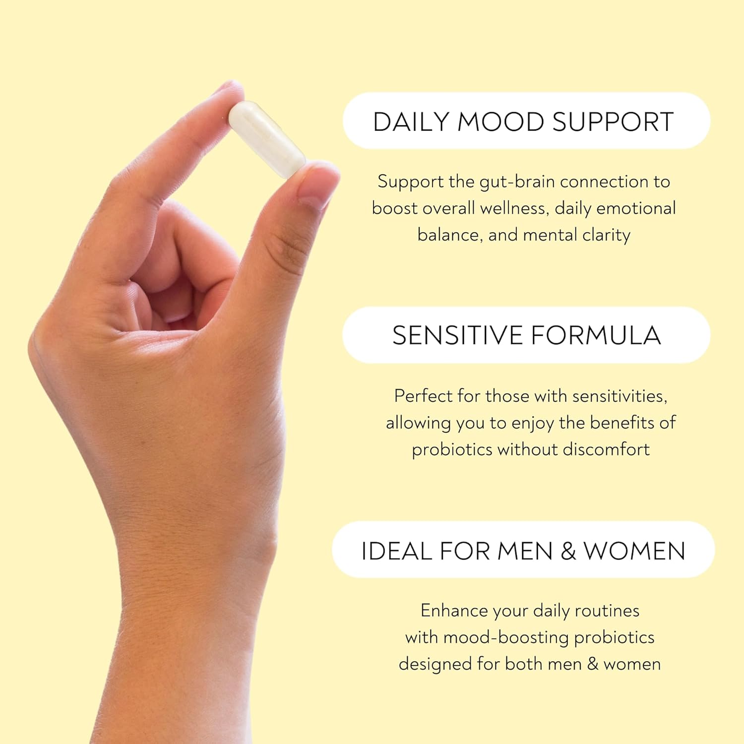 Probiotics - Mood Super Strains Probiotic - Naturally Supports Digestion & Mood - Histamine-Free Probiotics w/ L Rhamnosus GG, Shelf Stable Probiotic Supplement, 60 Day Supply, Non-GMO, VEGAN
