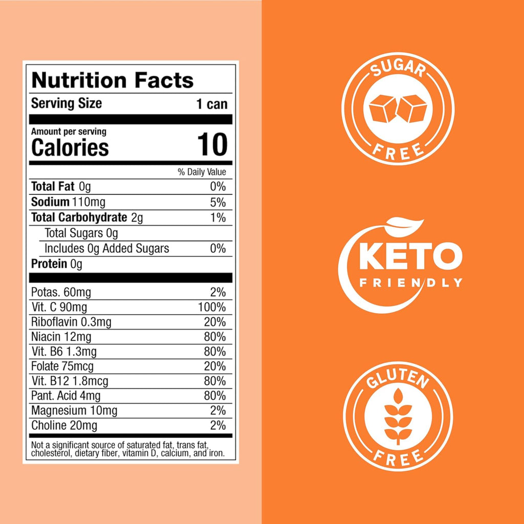 ZOA Zero Sugar Energy Drinks, Wild Orange - Sugar Free with Electrolytes, Healthy Vitamin C, Amino Acids, Essential B-Vitamins, and Caffeine from Green Tea - 12 Fl Oz (12-Pack)