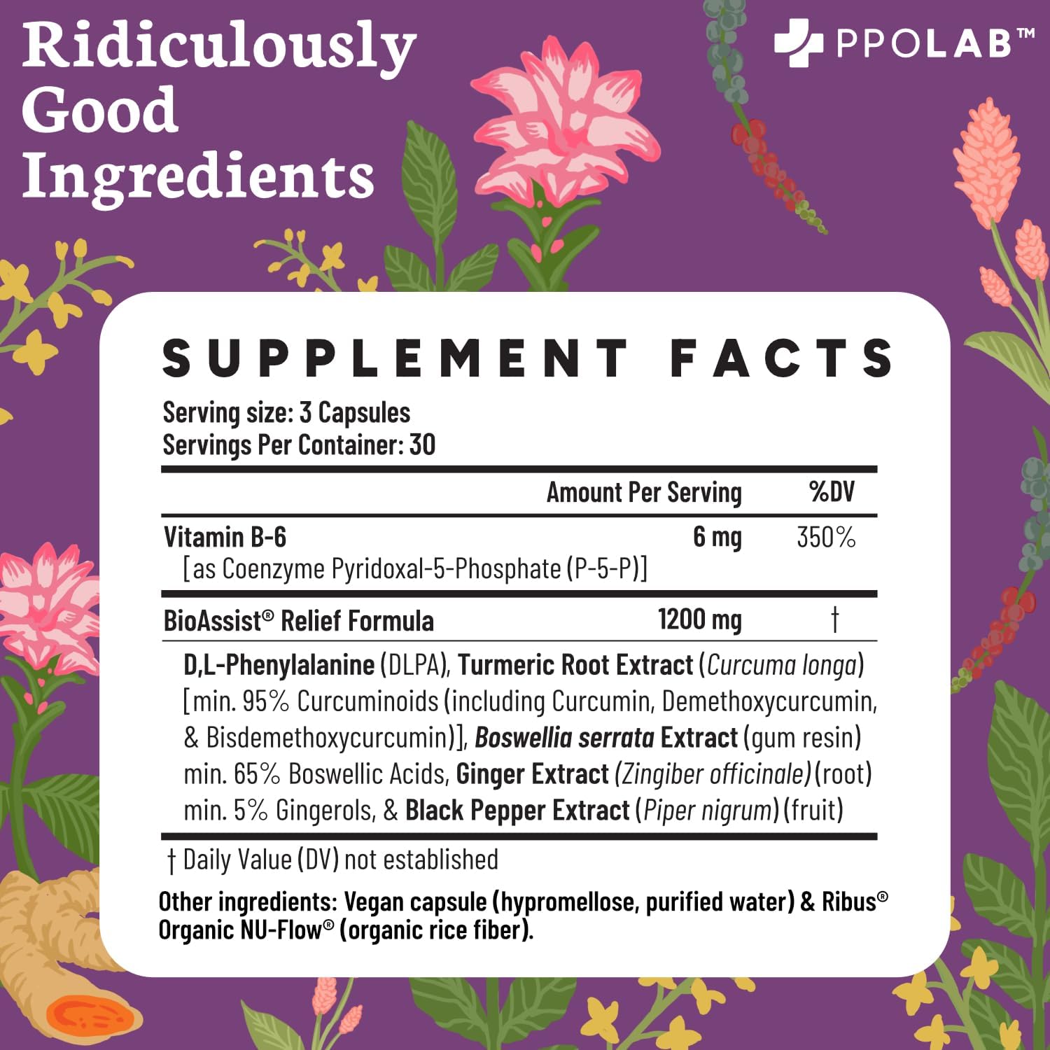 Relieve-fx™ DLPA Boswellia Turmeric and Ginger Supplement for Mood, Detox, Digestion, Inflammation & Joint Support, Gingerols, Boswellic Acid, Curcumin with Black Pepper, Clean Certified® 90 Count