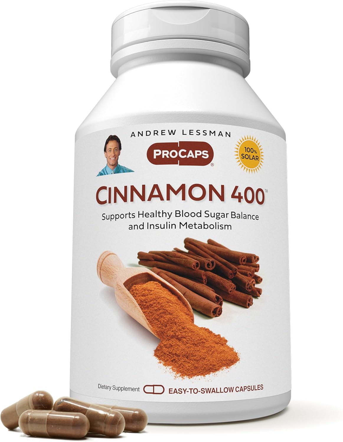 ANDREW LESSMAN Cinnamon 400mg - 360 Capsules - High Potency, Standardized Extract. No Additives. Small Easy to Swallow Capsules