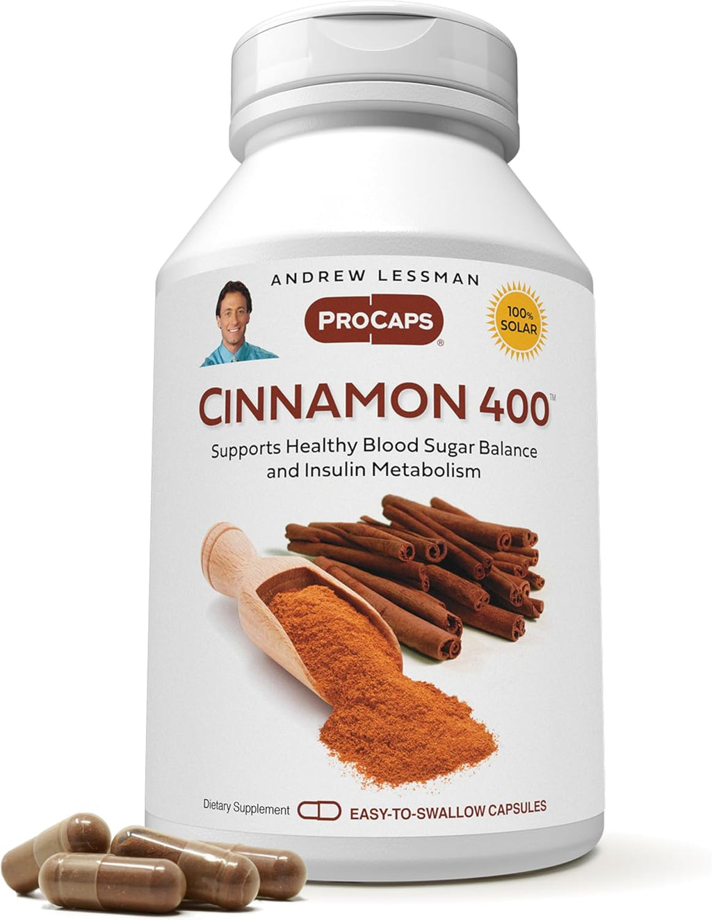 ANDREW LESSMAN Cinnamon 400mg - 120 Capsules - High Potency, Standardized Extract. No Additives. Small Easy to Swallow Capsules