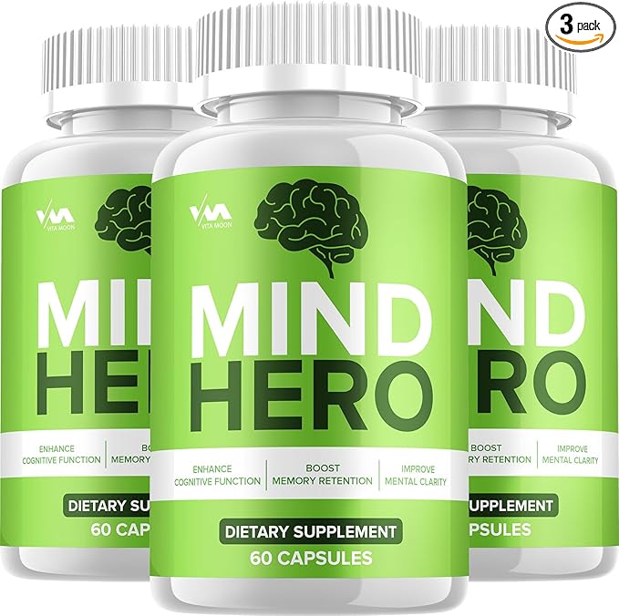 Vitamoon (3 Pack) Mind Hero Supplement Capsules – MindHero Nootropics Pills, Function Support and Reviews, 180 Capsules