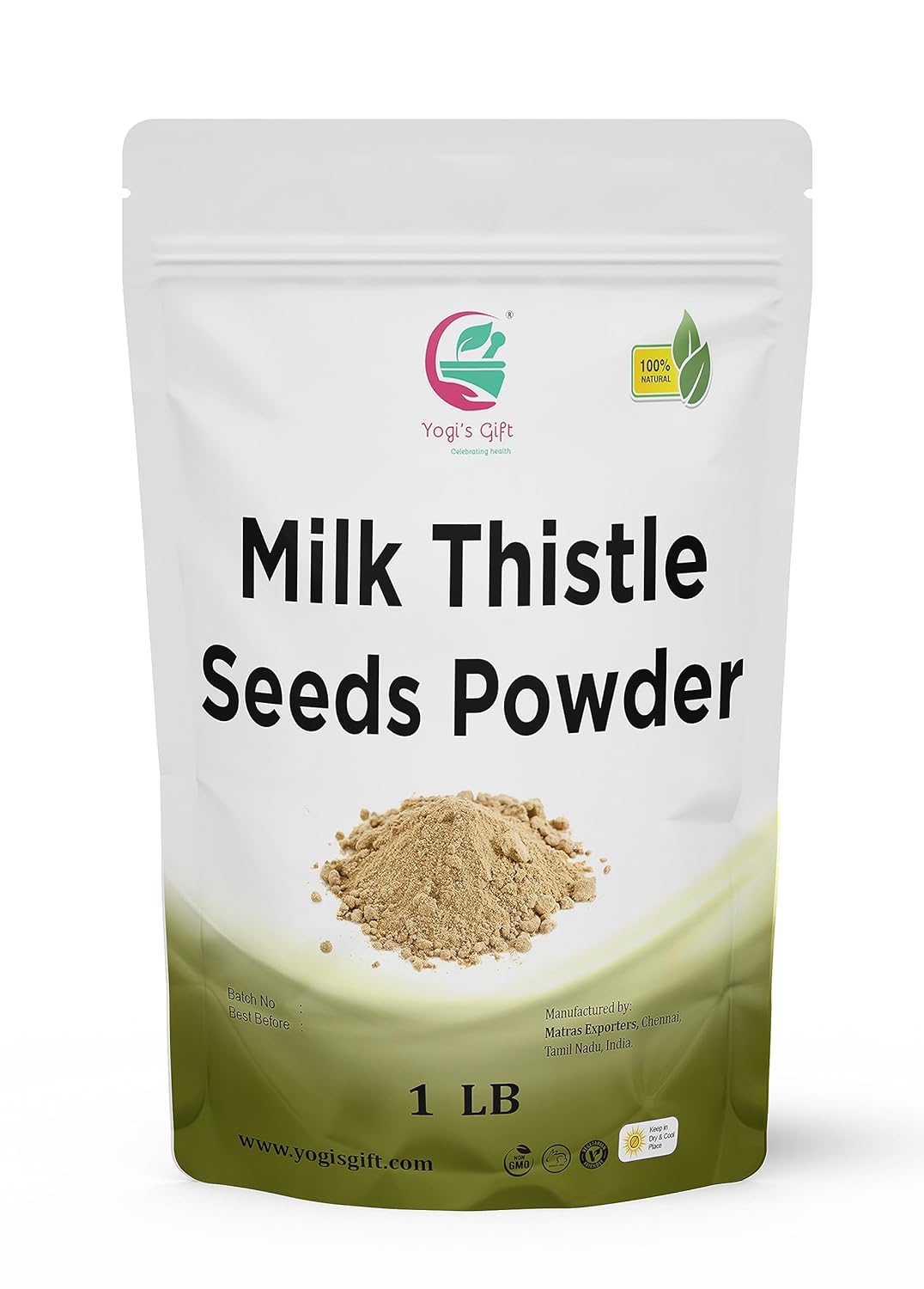 Milk Thistle Seed Powder 1 LB | Rich in Silymarin | by Yogi's Gift®