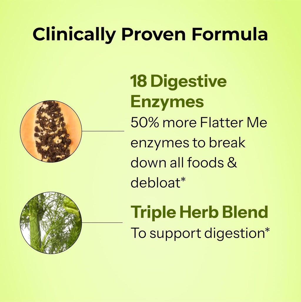 HUM Flatter Me Extra Strength Digestive Enzymes for Women, Men, Digestive Gut Bloating Supplement, Ginger, Peppermint Leaf, Fast Acting Anti Bloat Pills Multi Enzyme for Debloating, 60 Capsules