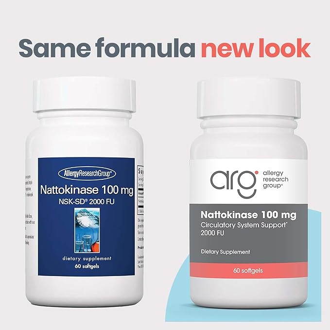 Allergy Research Group - Nattokinase Supplement NSK-SD 2000 FU, 100mg - Cardiovascular/Circulatory Health - 60 Softgels