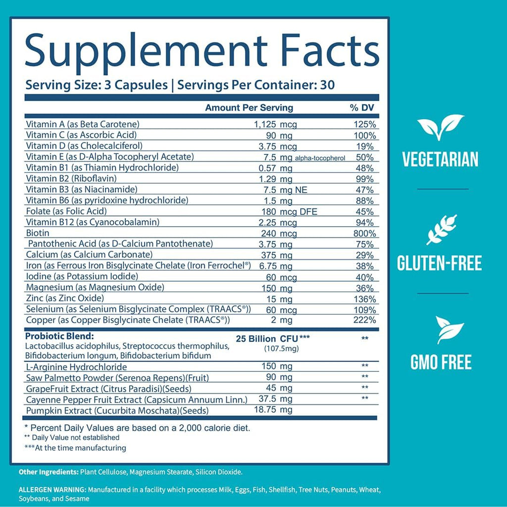 GOBIOTIX Multivitamin with Probiotics and Digestive Enzymes - 25 Billion CFU - Digestive Health, Probiotics for Women and Men - Gluten Free Pills - 90 Capsules